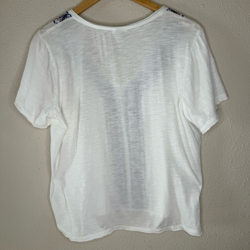 Knox Rose Short Sleeve White Top Embroidery Patriotic Dragonfly Women’s Size XL - Picture 2 of 10